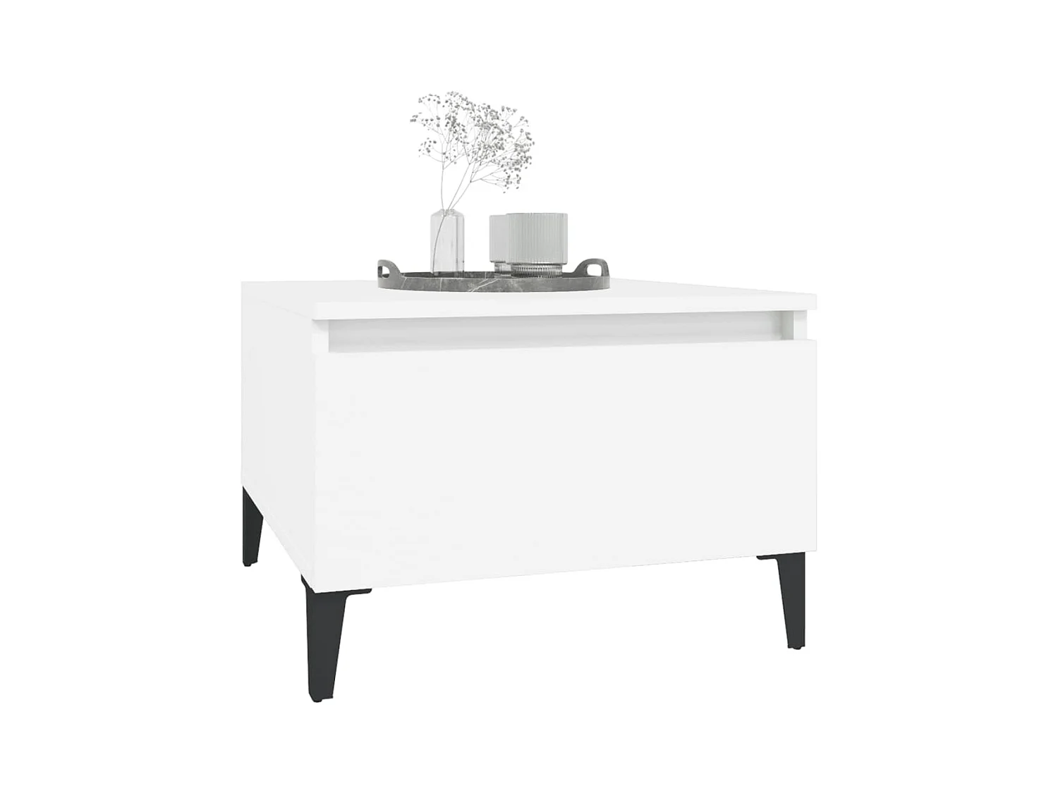 Bijzettafels 2 stuks Wit 50x46x35 cm Bewerkt hout