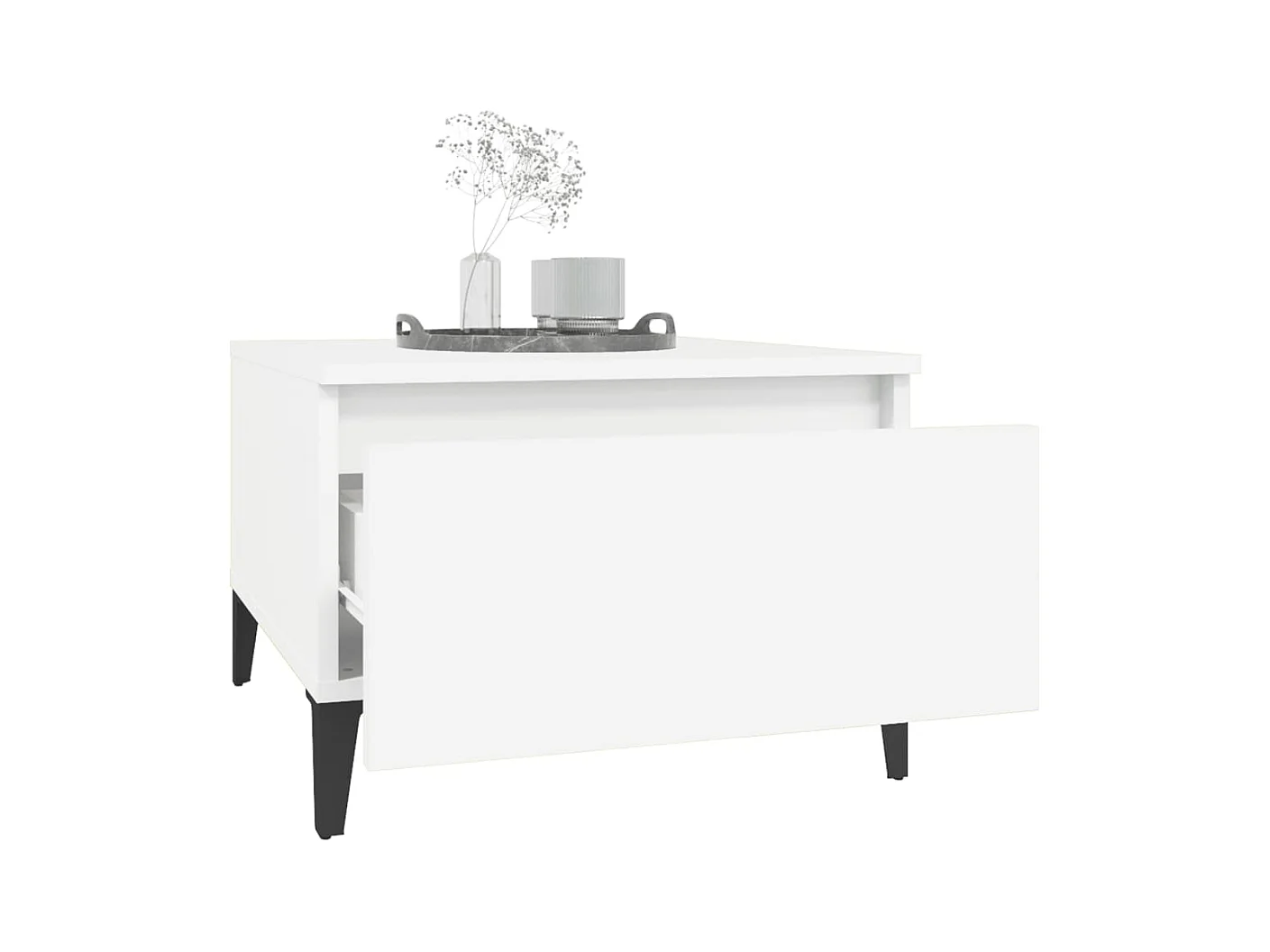 Bijzettafels 2 stuks Wit 50x46x35 cm Bewerkt hout