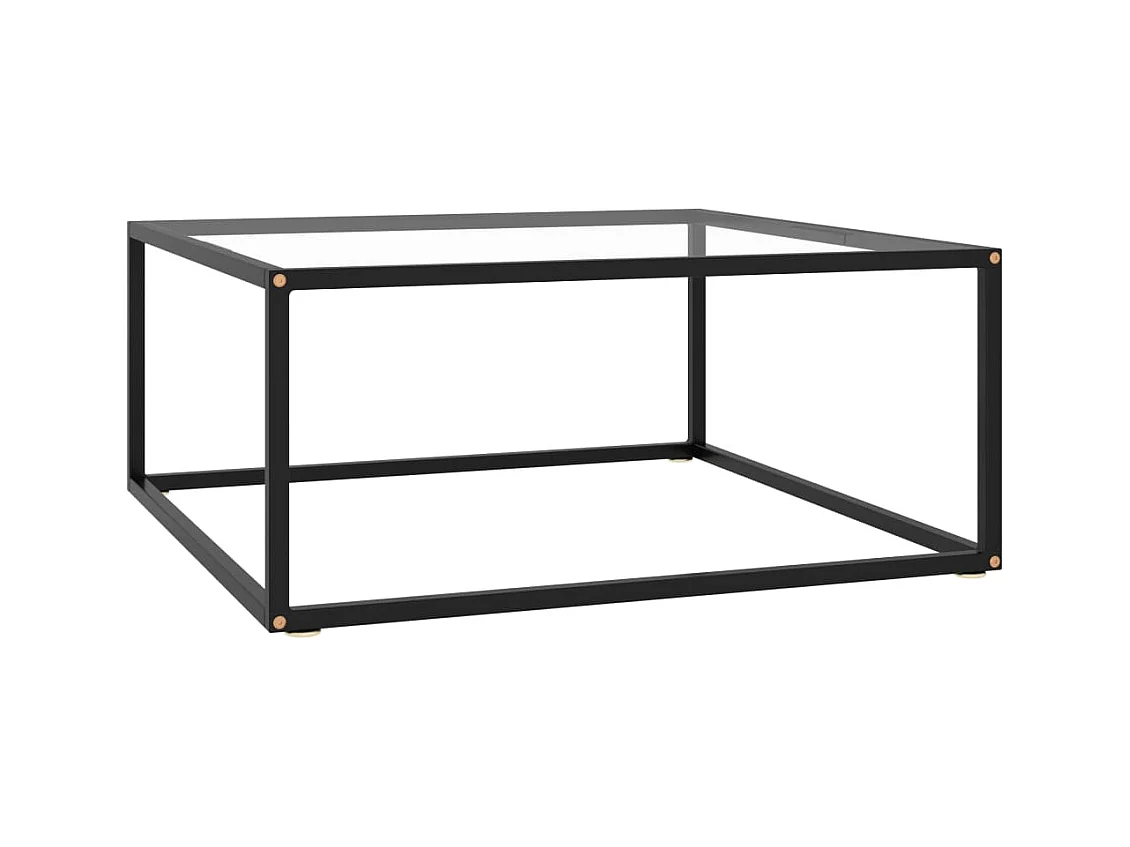 Table basse Noir avec verre trempé 80x80x35 cm