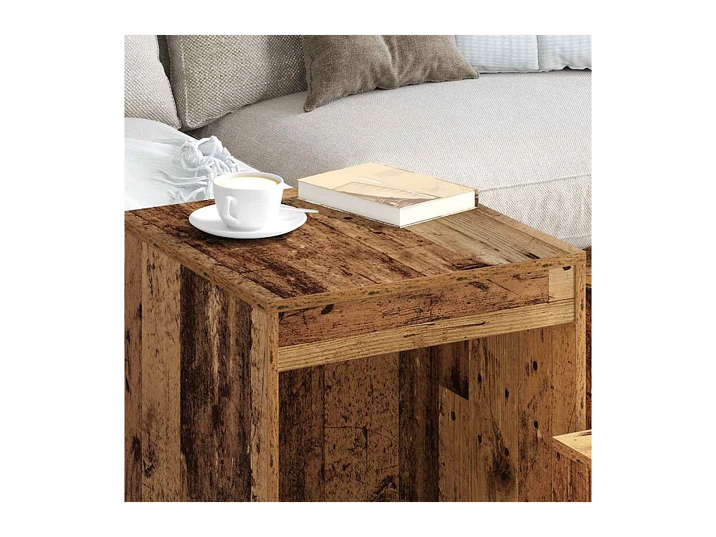 Mesas nido 3 piezas madera vieja madera de ingeniería