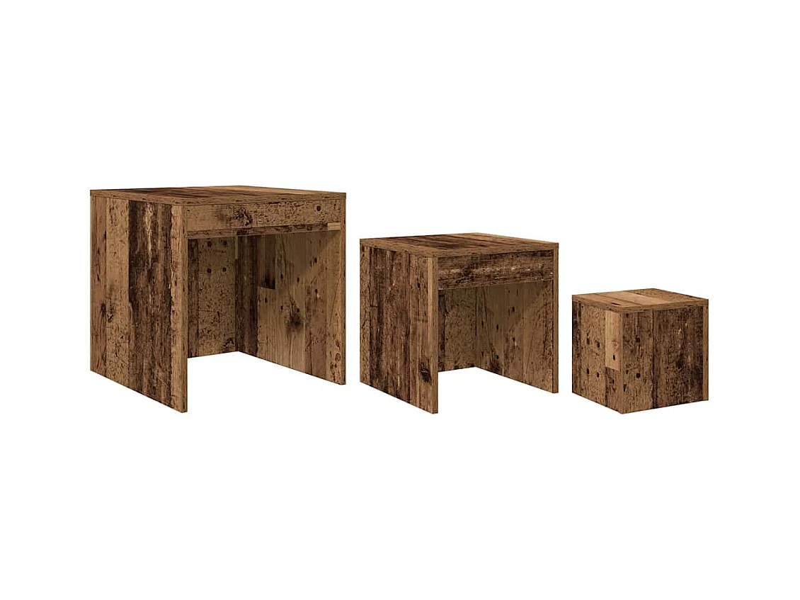 Mesas nido 3 piezas madera vieja madera de ingeniería