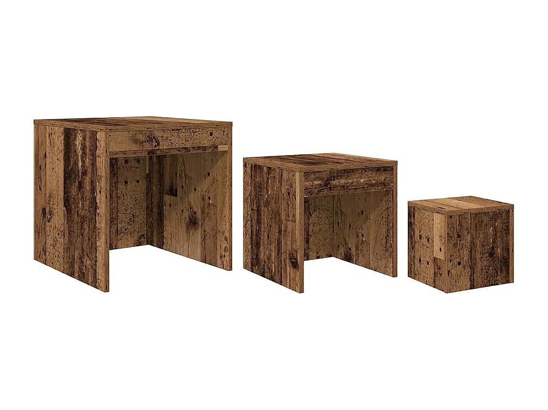 Mesas nido 3 piezas madera vieja madera de ingeniería