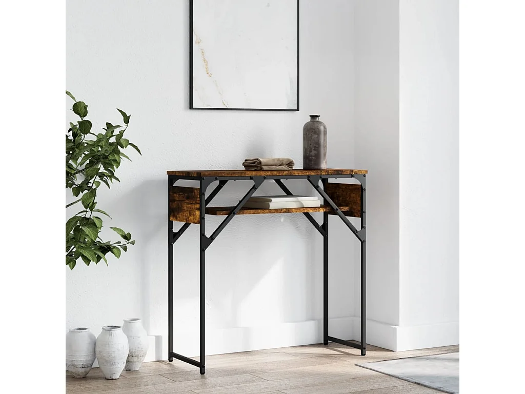 Table console avec étagère chêne fumé 75x30x75 cm