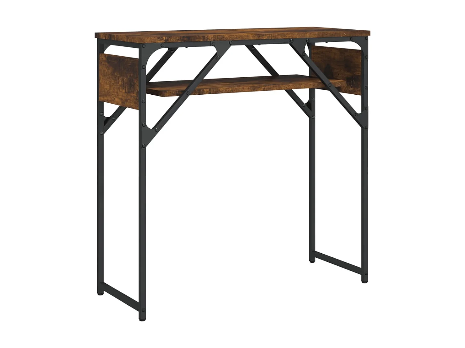 Table console avec étagère chêne fumé 75x30x75 cm