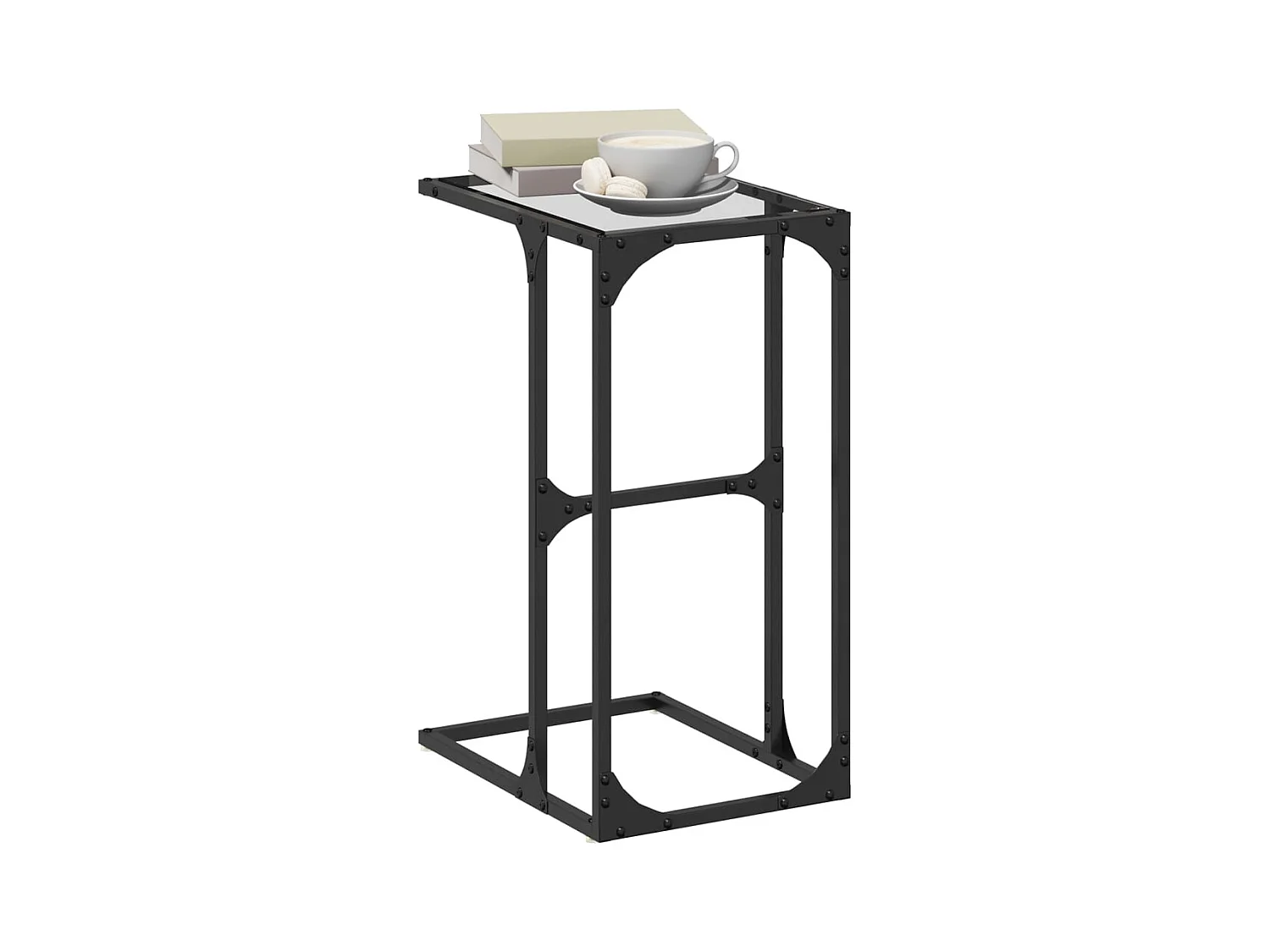 Bijzettafel met transparant glas 40x30x61,5 cm staal