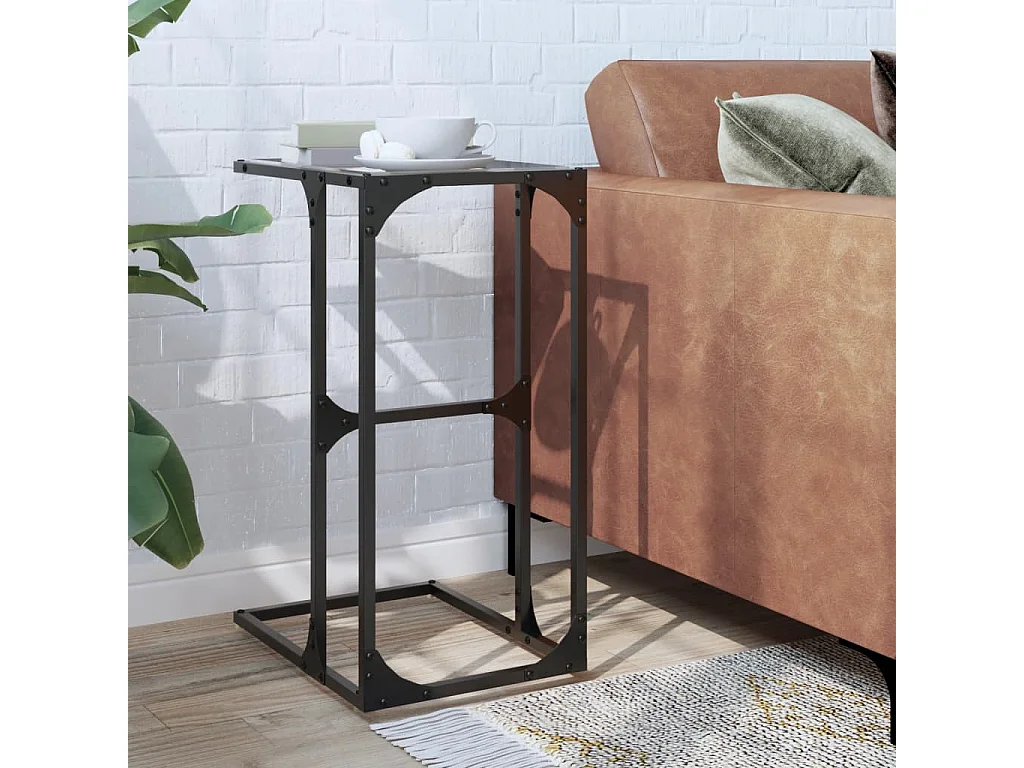 Tavolino con vetro trasparente 40x30x61,5 cm acciaio