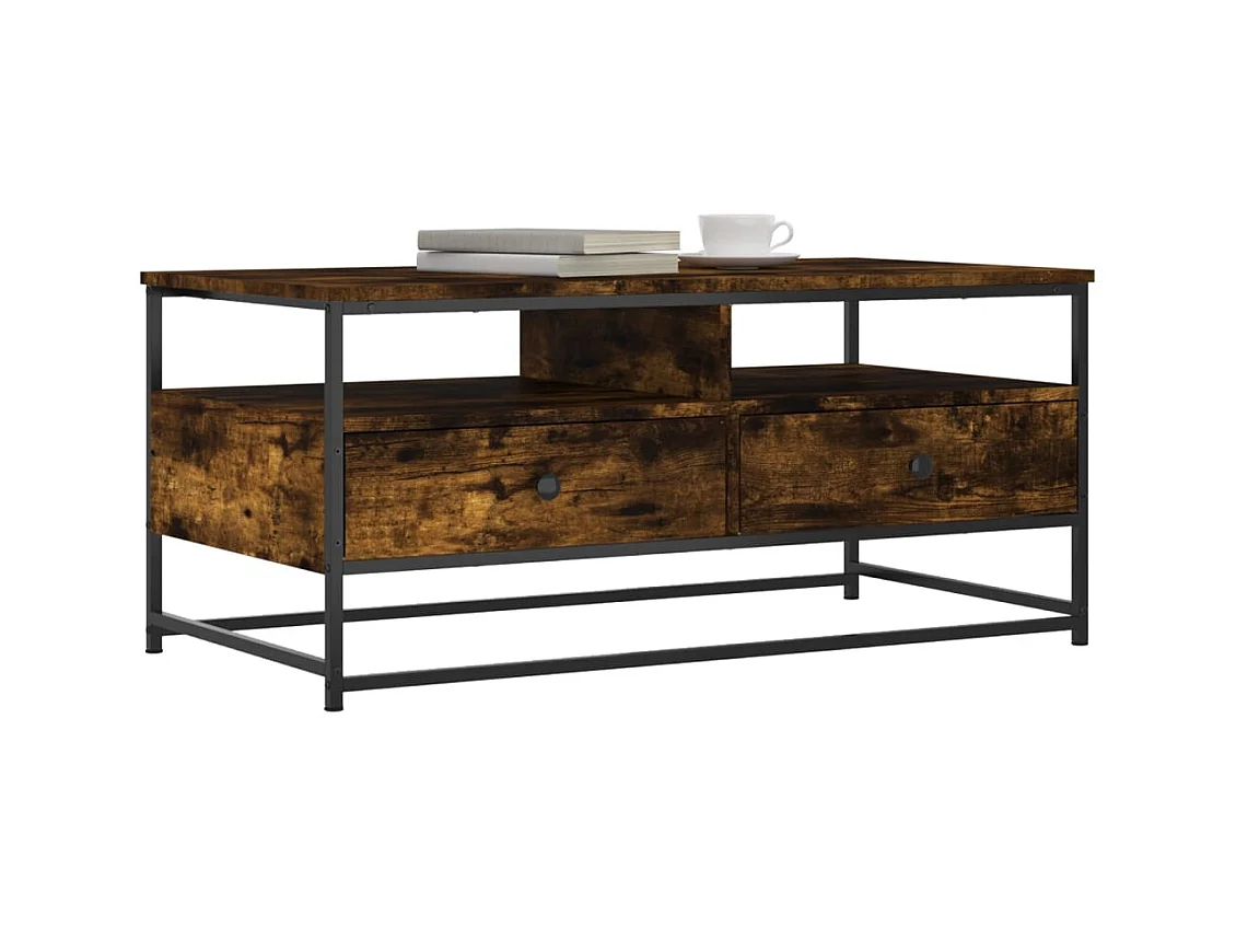 Table basse chêne fumé 100x51x45 cm bois d'ingénierie