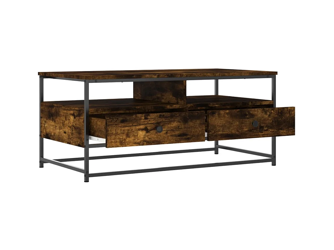 Table basse chêne fumé 100x51x45 cm bois d'ingénierie