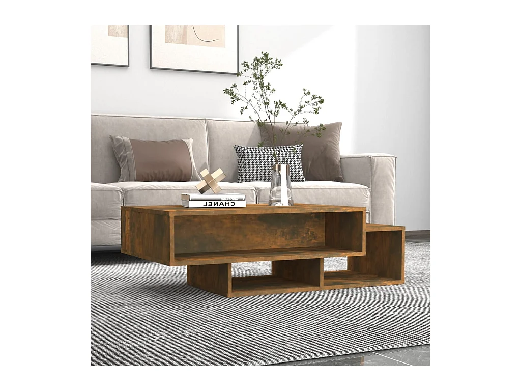 Table basse Chêne fumé 105x55x32 cm Bois d'ingénierie