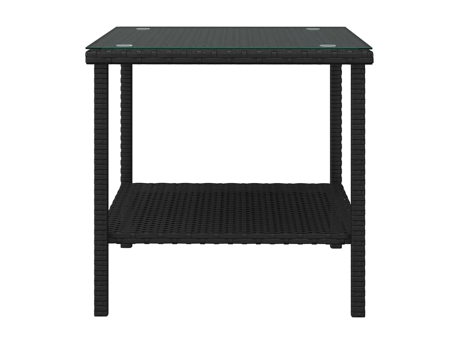 Tavolino nero 45x45x45 cm in polyrattan e vetro temperato