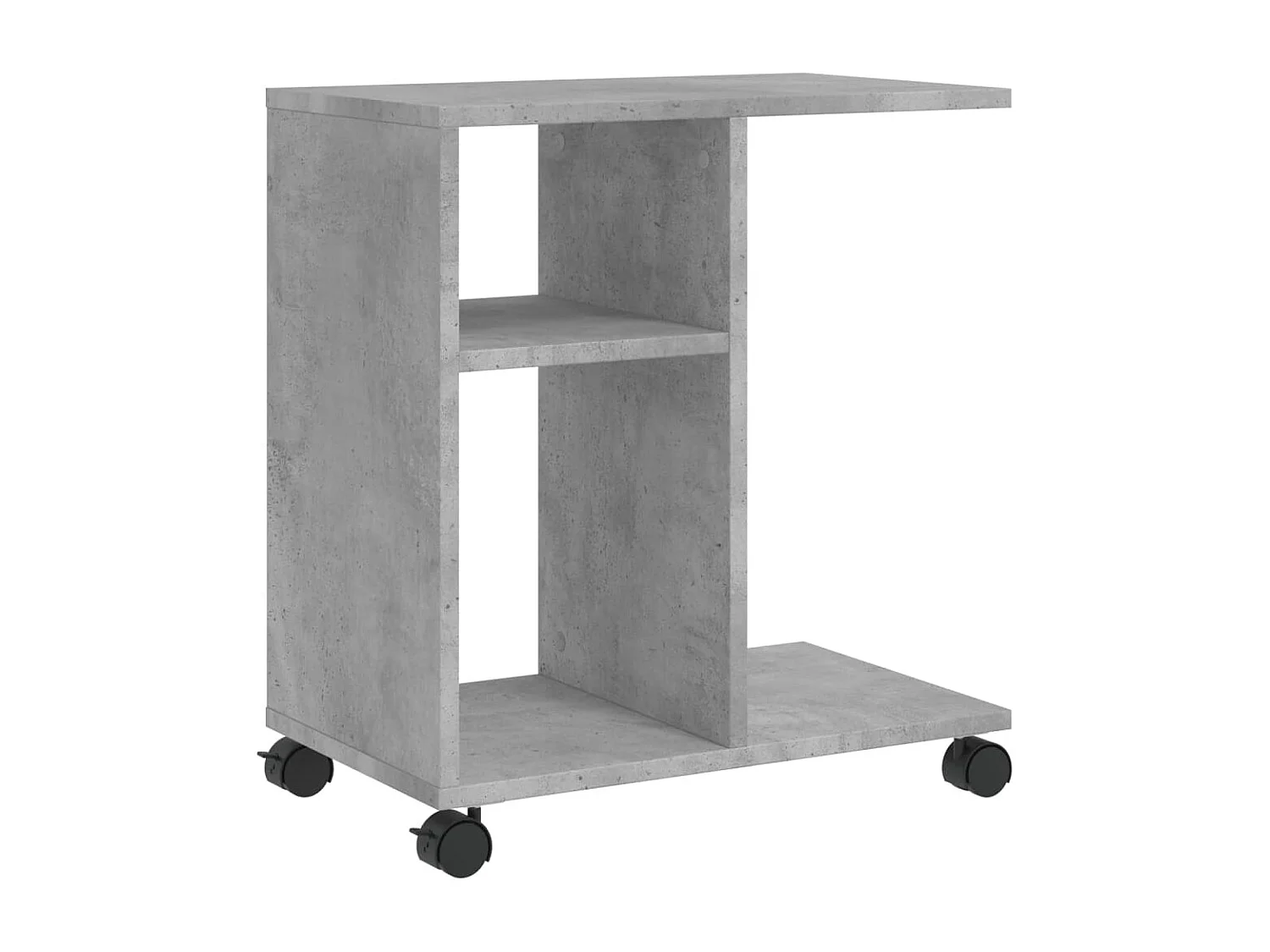 Tavolino laterale in legno ingegnerizzato grigio cemento con ruote