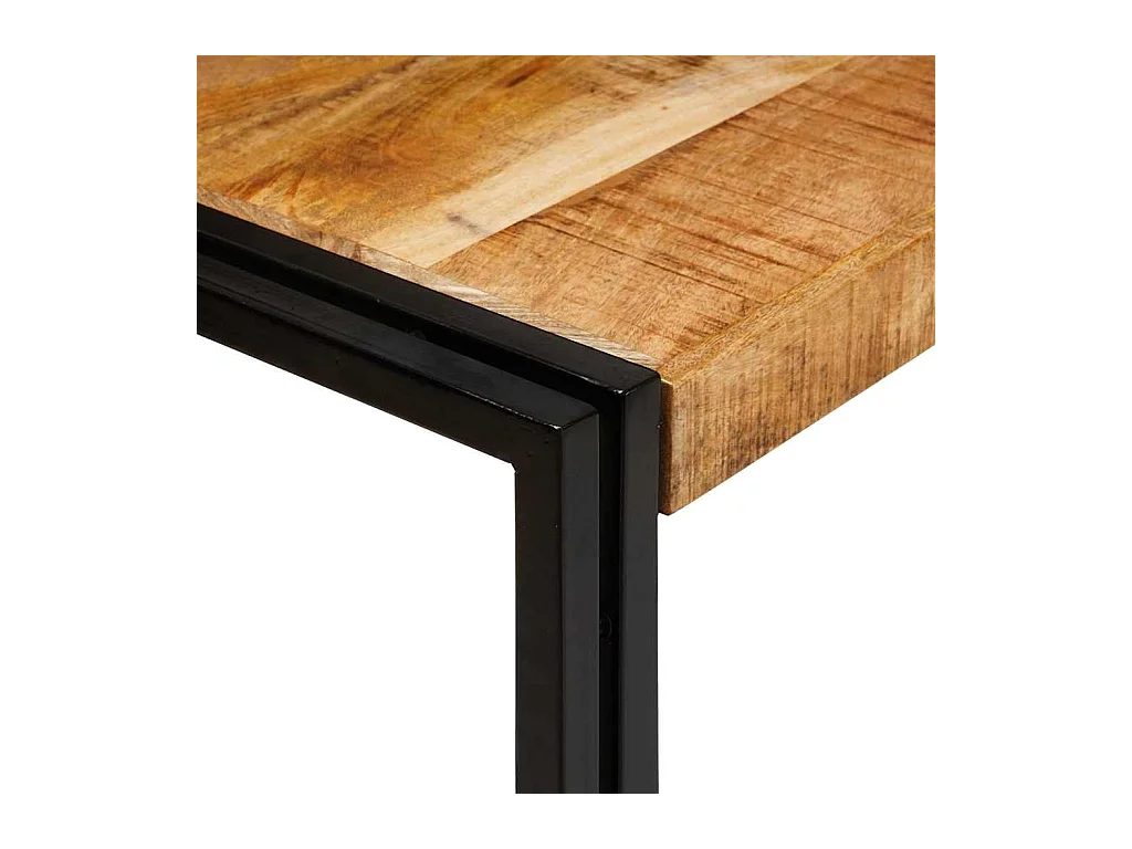 Tavolino impilabile 3 pezzi Legno massello di mango grezzo e metallo