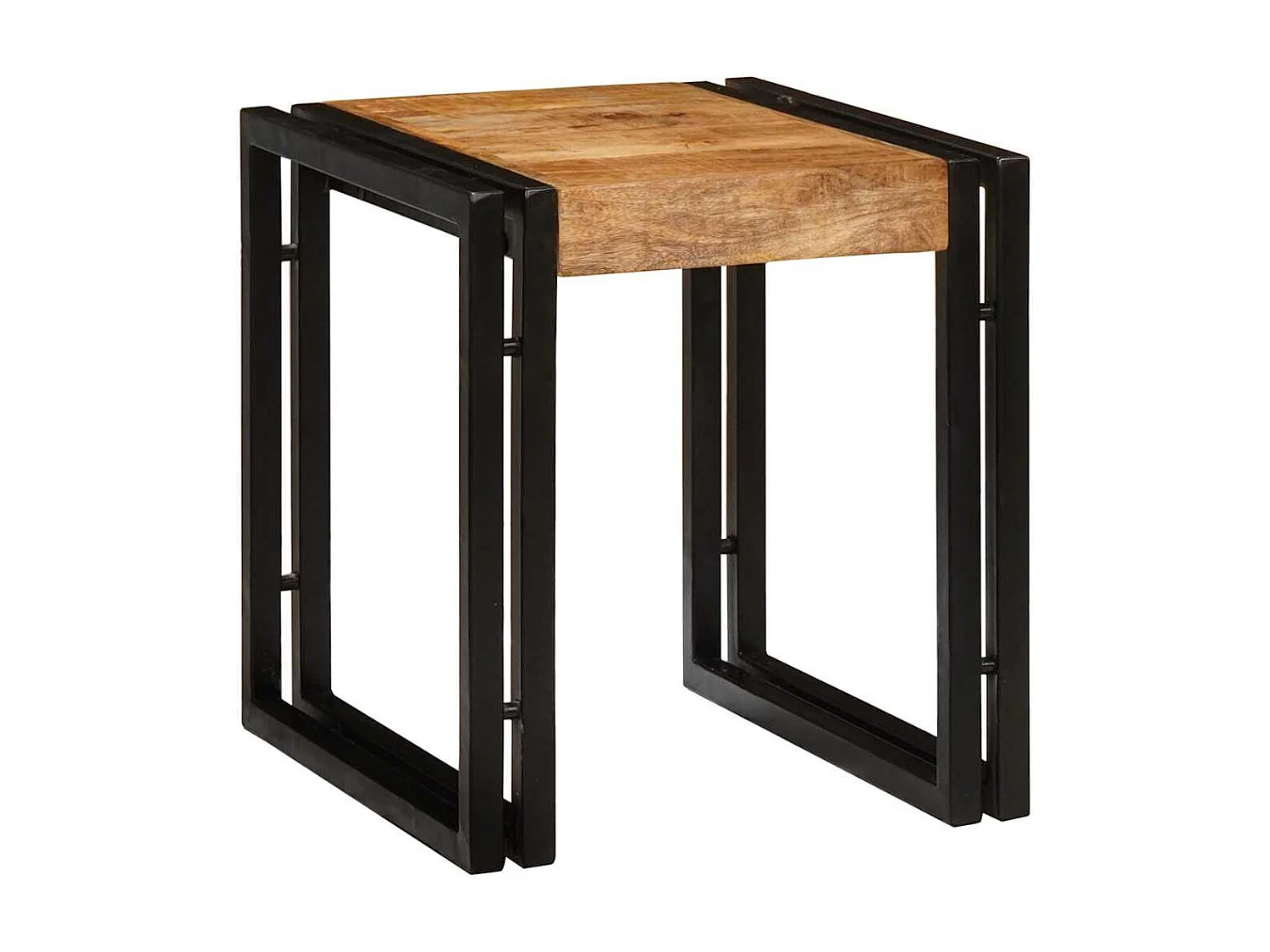 Table Gigogne 3 pcs Bois de mangue solide rugueux et un métal