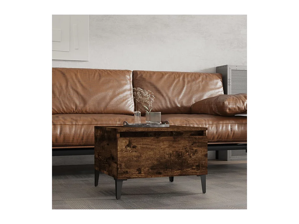 Gerookte eikenhouten bijzettafel 50x46x35 cm, bewerkt hout