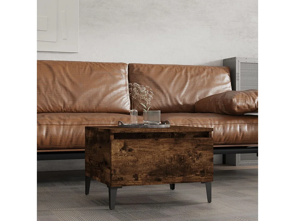 Mesa auxiliar de roble ahumado 50x46x35 cm Madera de ingeniería