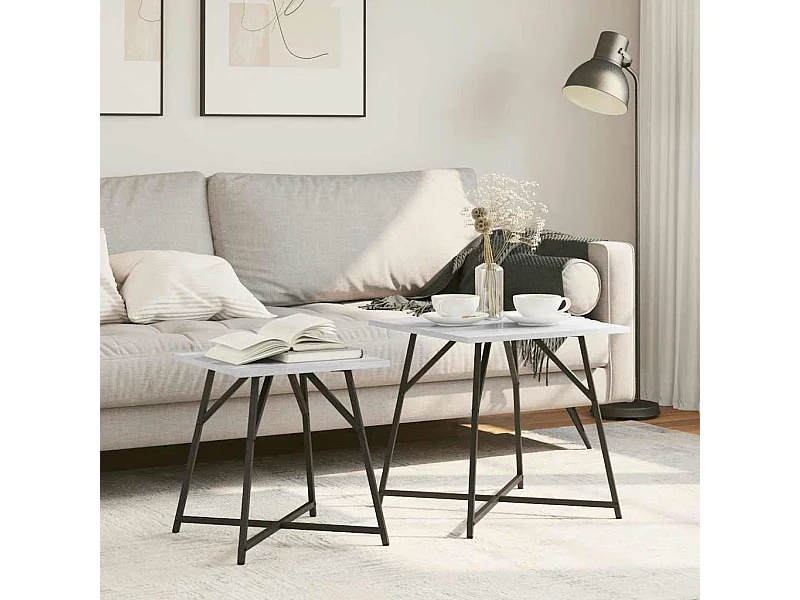 Set di tavolini laterali da 2 pezzi in grigio Sonoma e nero