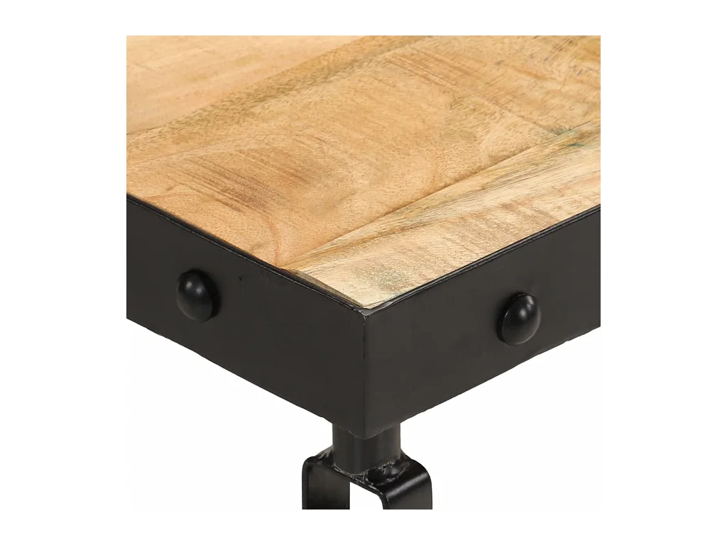 Tavolino con ruote in legno massello di mango 100x55x26 cm