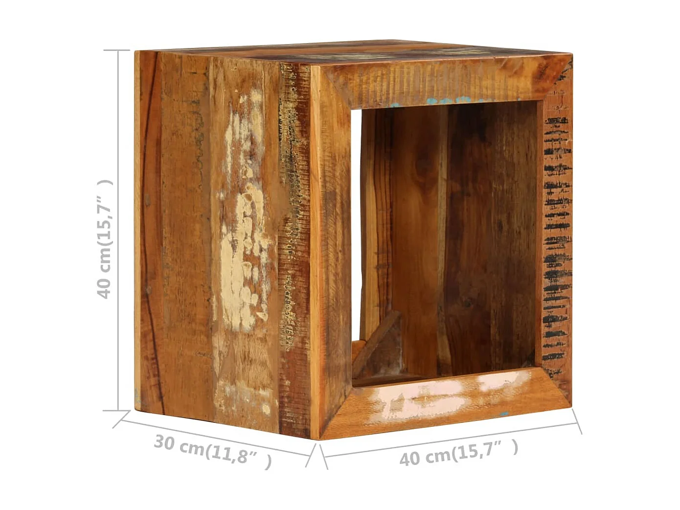 Sgabello 40x30x40 cm Legno massello di recupero