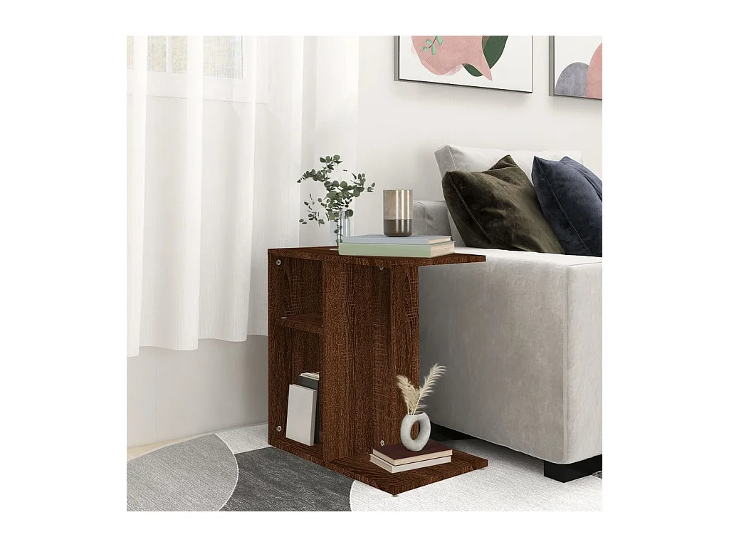 Tavolino laterale Rovere marrone 50x30x50 cm Legno ingegnerizzato