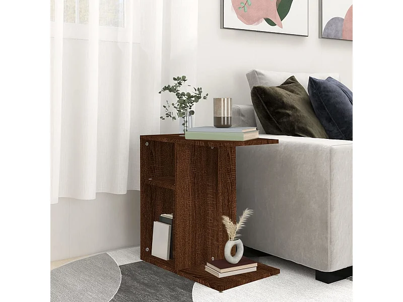 Tavolino laterale Rovere marrone 50x30x50 cm Legno ingegnerizzato