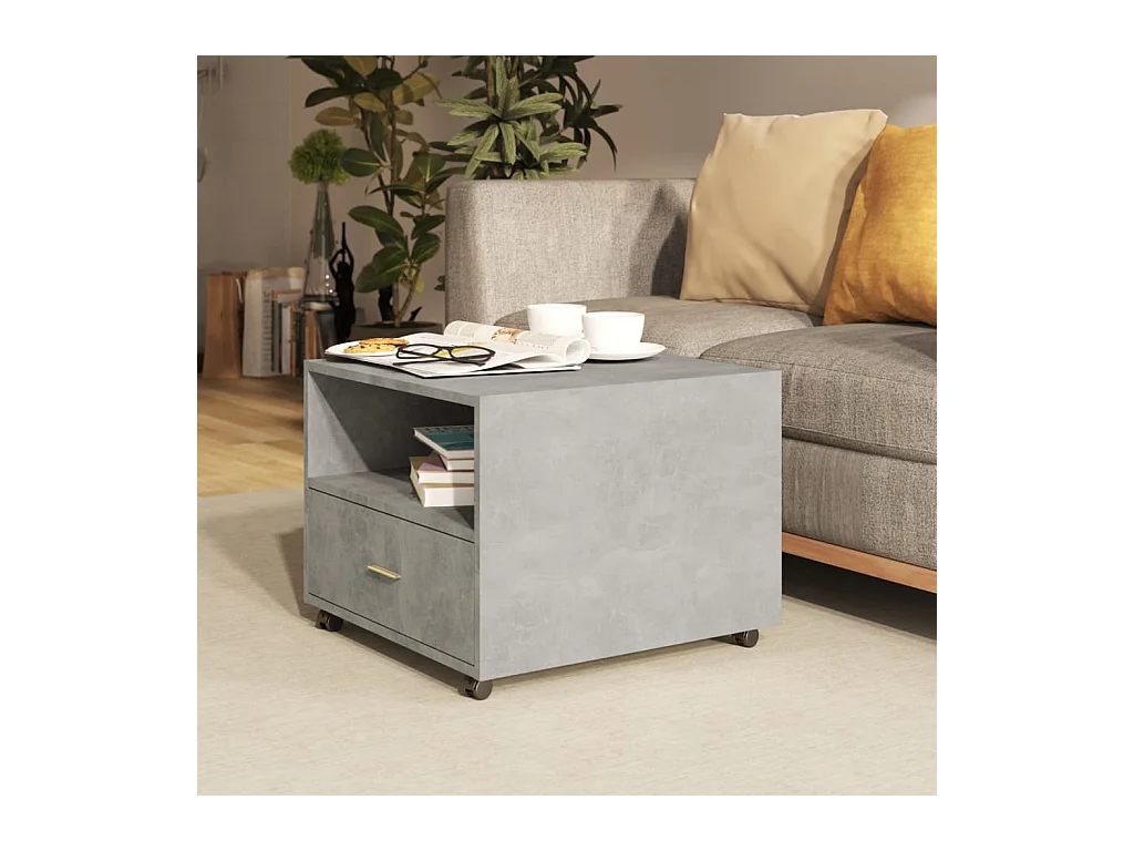 Table basse gris béton 55x55x40 cm bois d'ingénierie