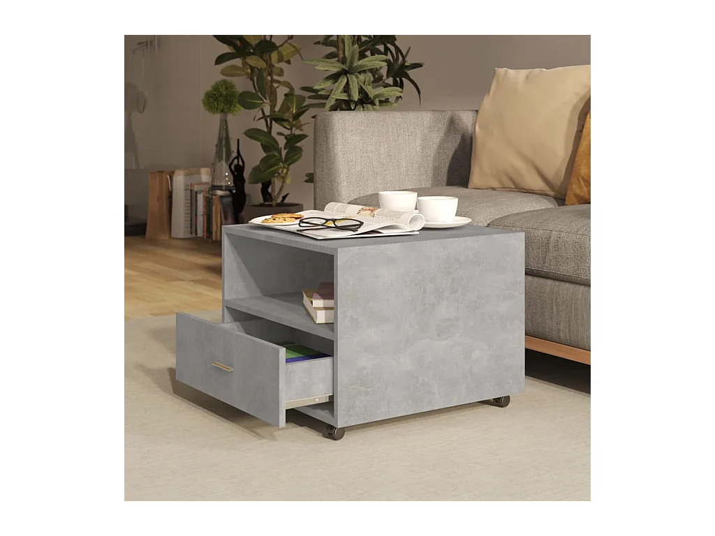 Table basse gris béton 55x55x40 cm bois d'ingénierie