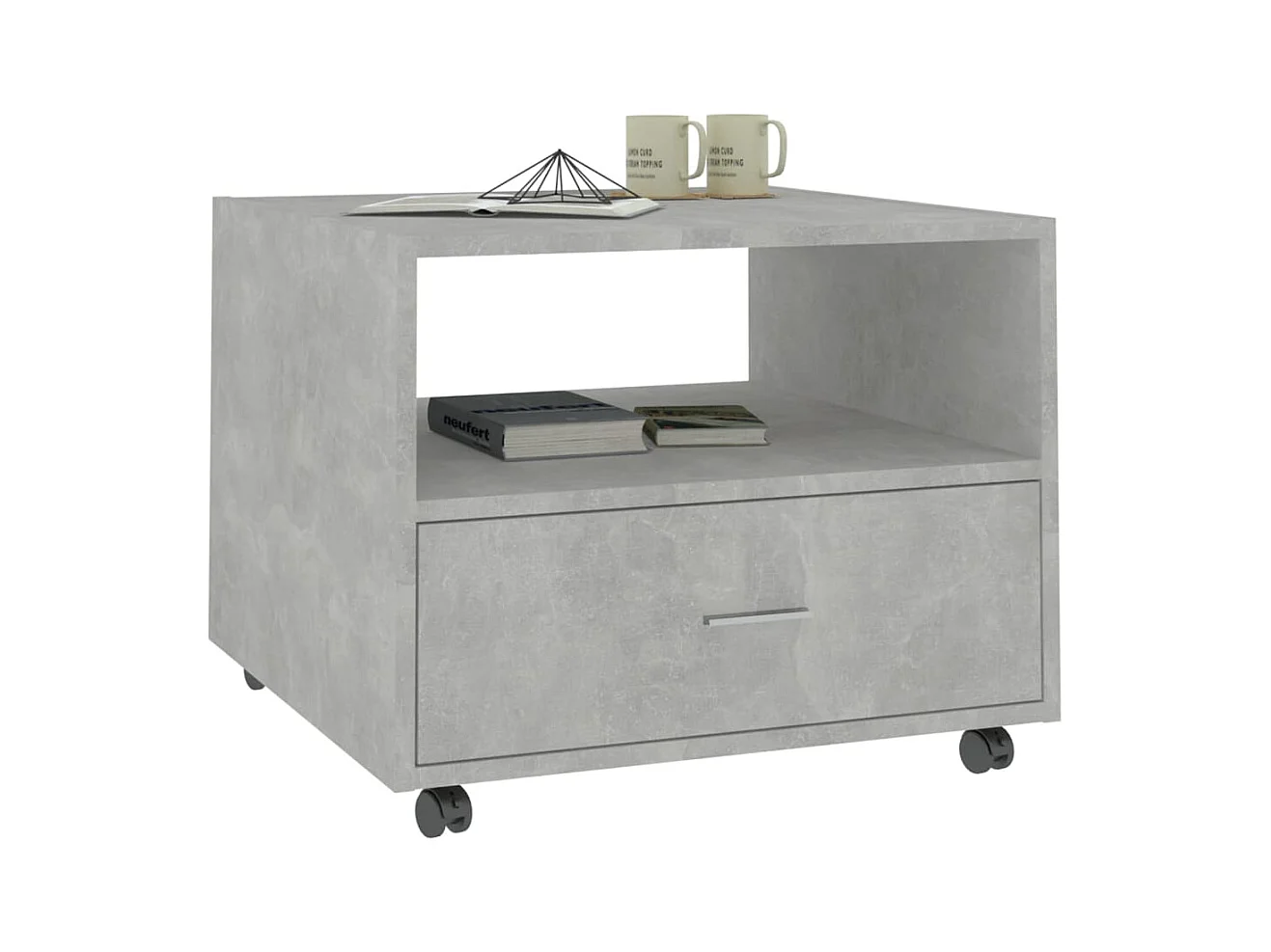 Table basse gris béton 55x55x40 cm bois d'ingénierie