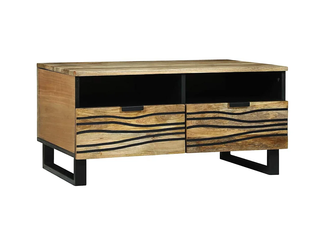 Tavolino basso con cassetto Marron et Noir 80 x 54 x 40 cm