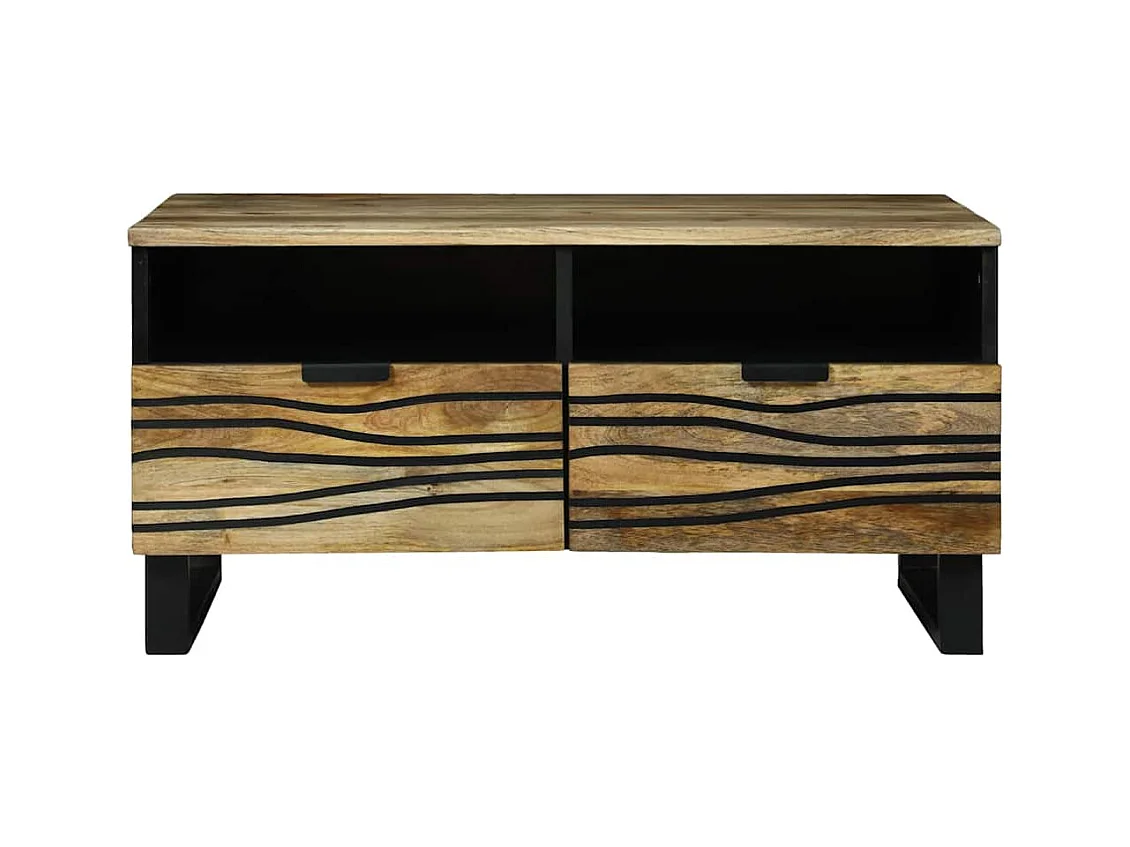 Tavolino basso con cassetto Marron et Noir 80 x 54 x 40 cm