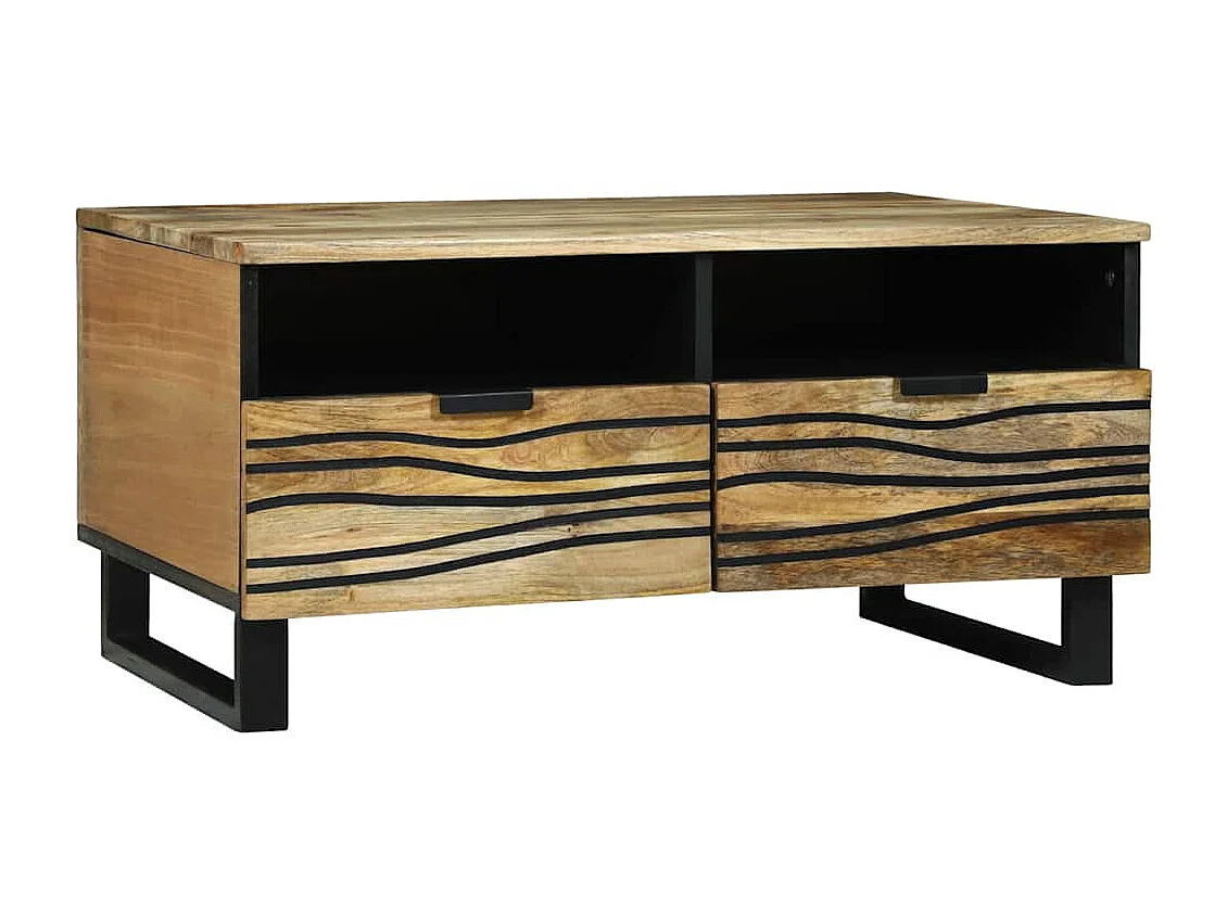 Tavolino basso con cassetto Marron et Noir 80 x 54 x 40 cm