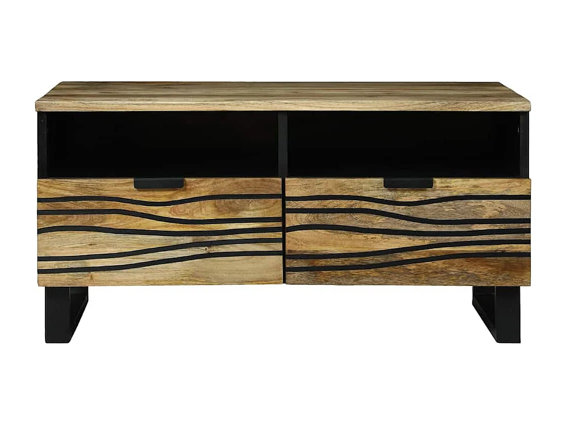 Tavolino basso con cassetto Marron et Noir 80 x 54 x 40 cm