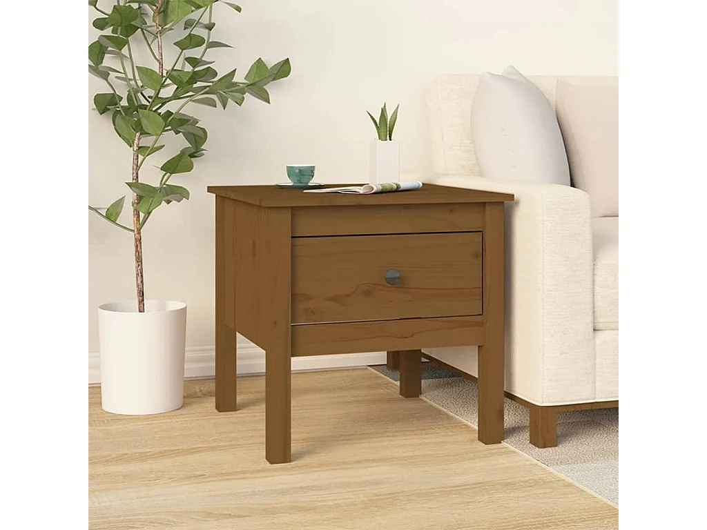 Mesas auxiliares 2uds Marrón miel 50x50x49cm Madera maciza de pino