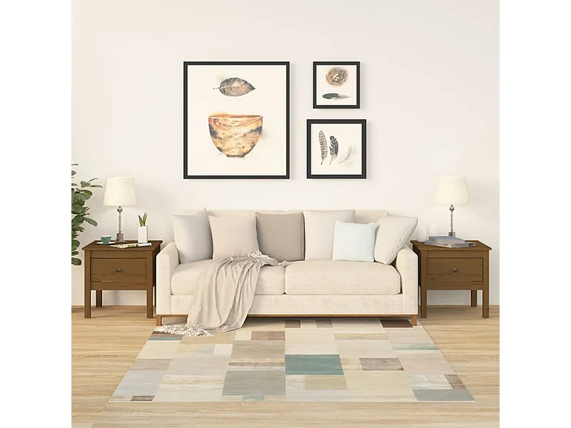 Mesas auxiliares 2uds Marrón miel 50x50x49cm Madera maciza de pino