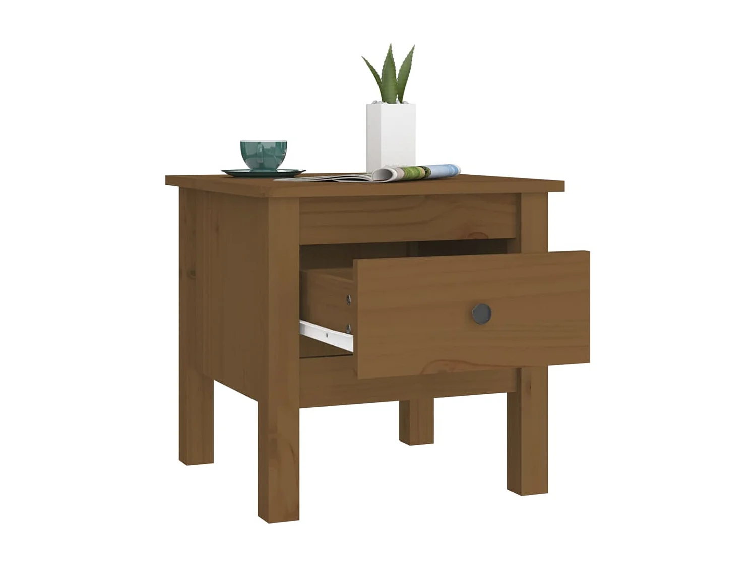 Tables d'appoint 2pcs Marron miel 40x40x39cm Bois massif de pin