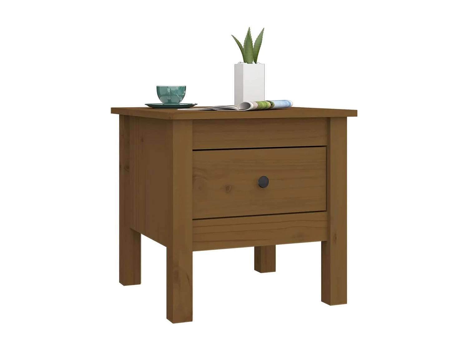 Tables d'appoint 2pcs Marron miel 40x40x39cm Bois massif de pin