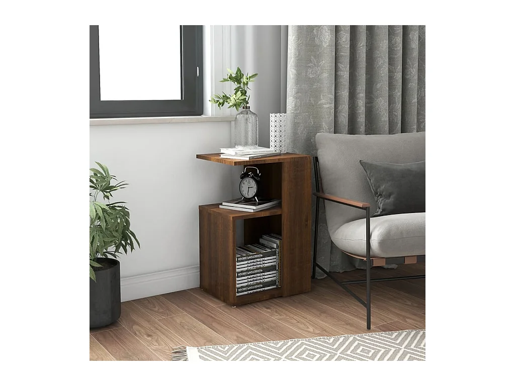 Bijzettafel Bruin eiken 36x30x56 cm Bewerkt hout