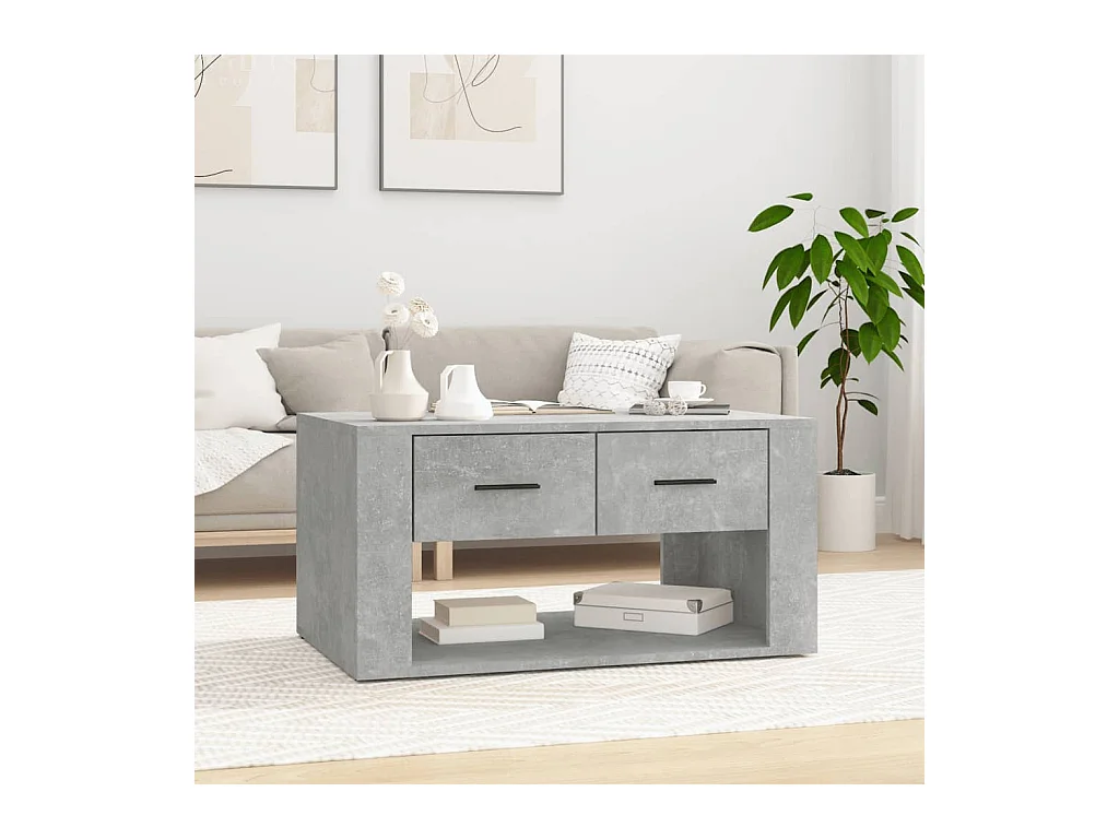 Betongrijze salontafel 80x50x40 cm bewerkt hout