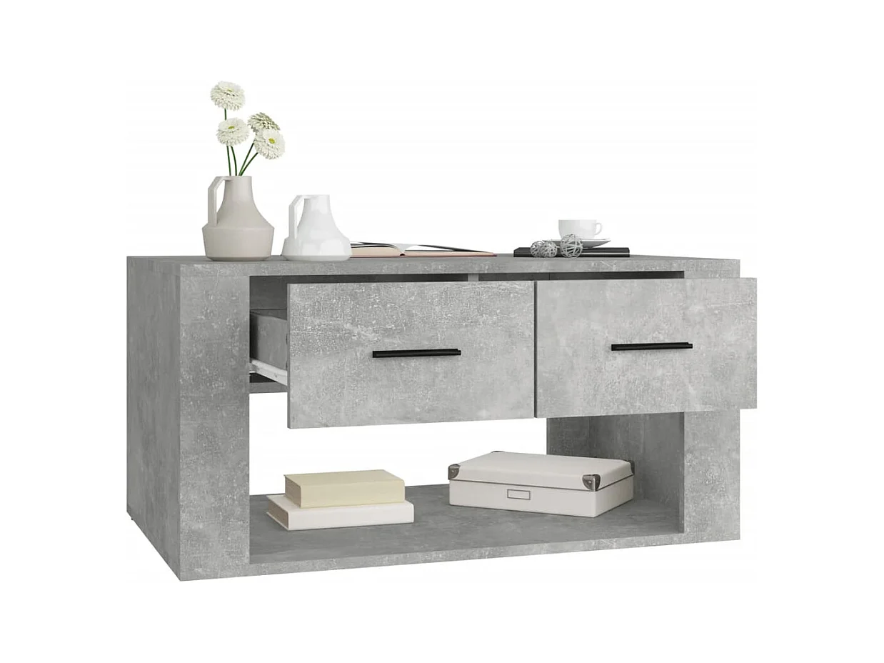 Betongrijze salontafel 80x50x40 cm bewerkt hout
