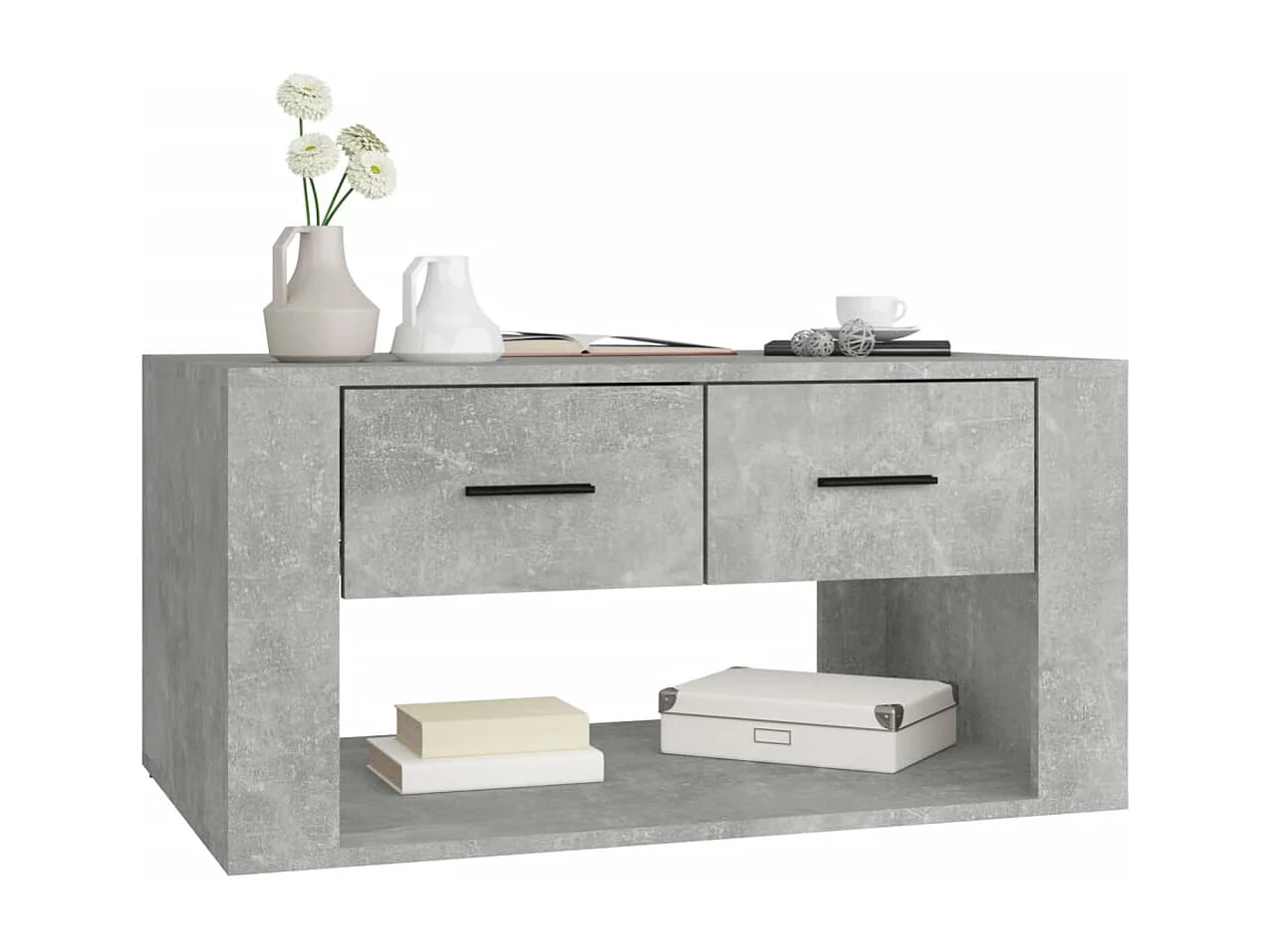 Mesa de centro gris hormigón 80x50x40 cm Madera de ingeniería