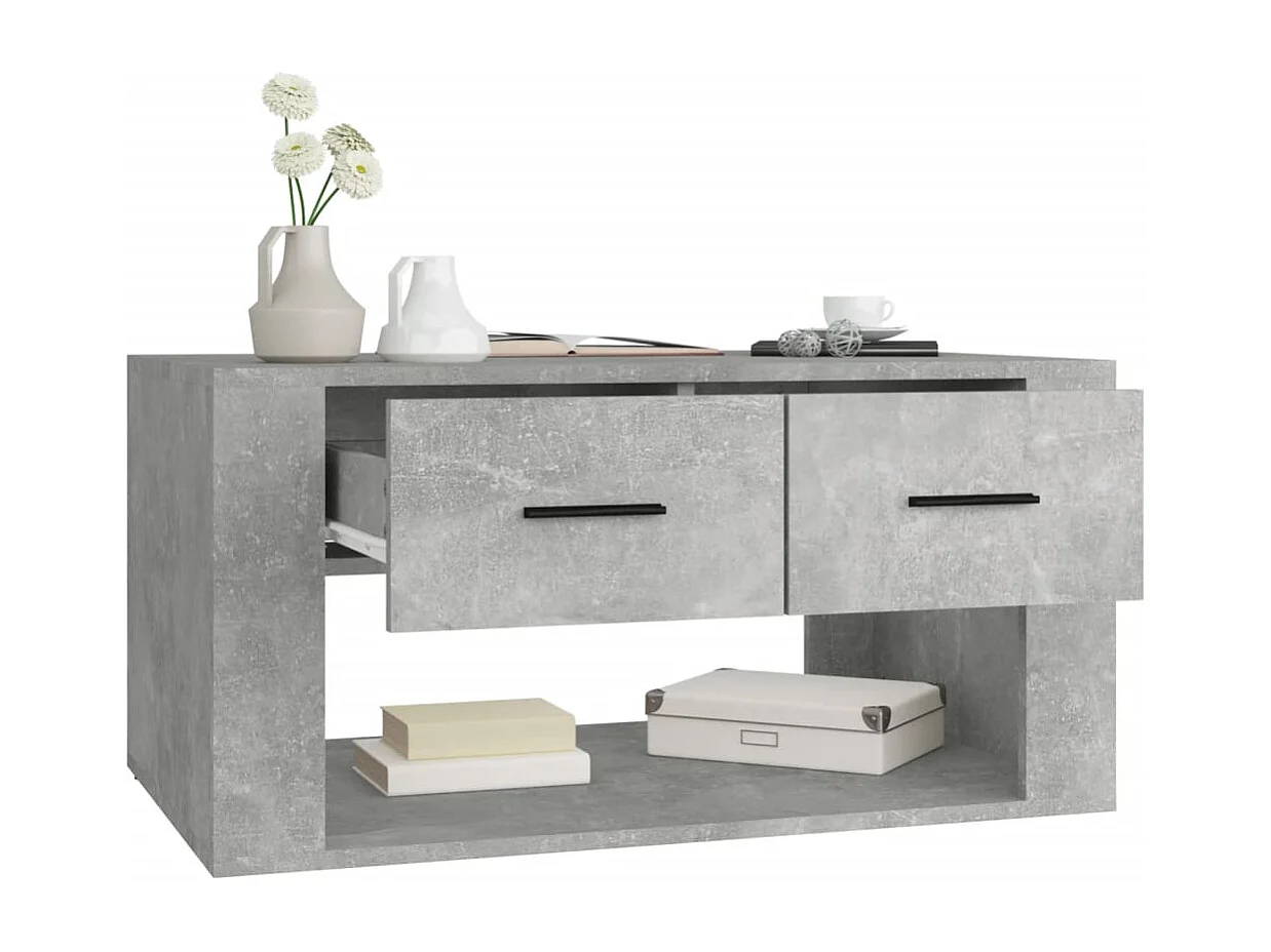 Mesa de centro gris hormigón 80x50x40 cm Madera de ingeniería