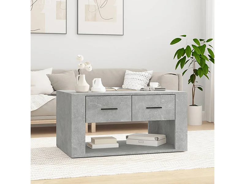 Tavolino da caffè grigio cemento 80x50x40 cm in legno ingegnerizzato