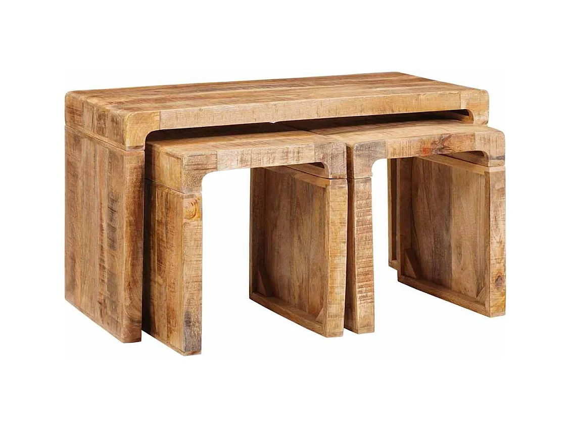 Tables gigognes 3 pcs bois de manguier massif