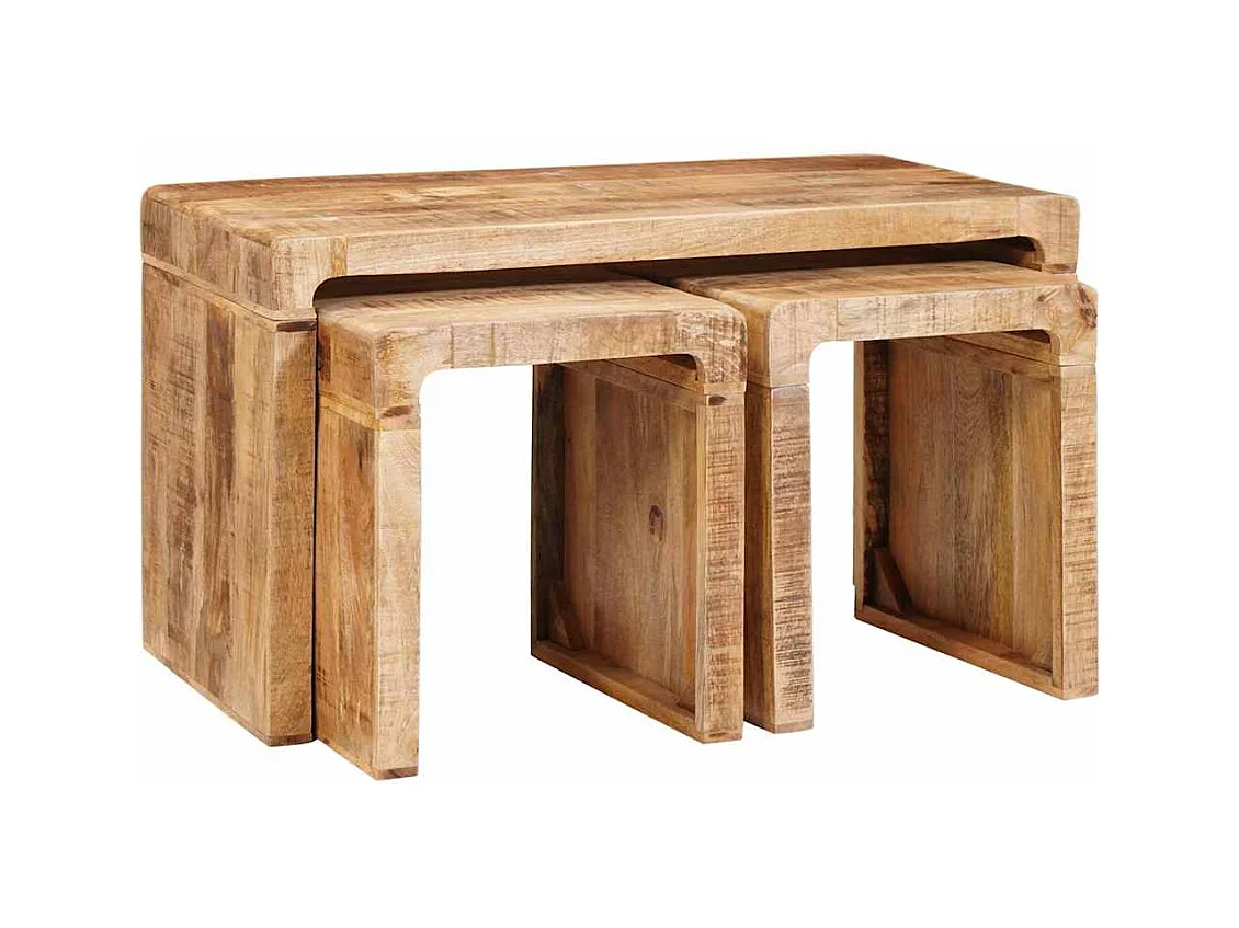 Tables gigognes 3 pcs bois de manguier massif