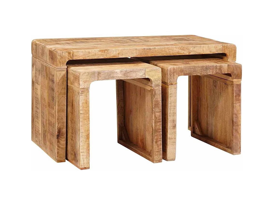 Tables gigognes 3 pcs bois de manguier massif