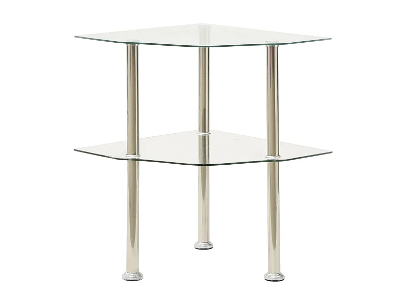 Mesa auxiliar de 2 niveles Transparente 38x38x50 cm Cristal templado