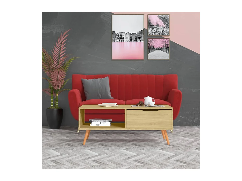 Table basse Chêne Sonoma 100x49,5x43 cm Bois d'ingénierie