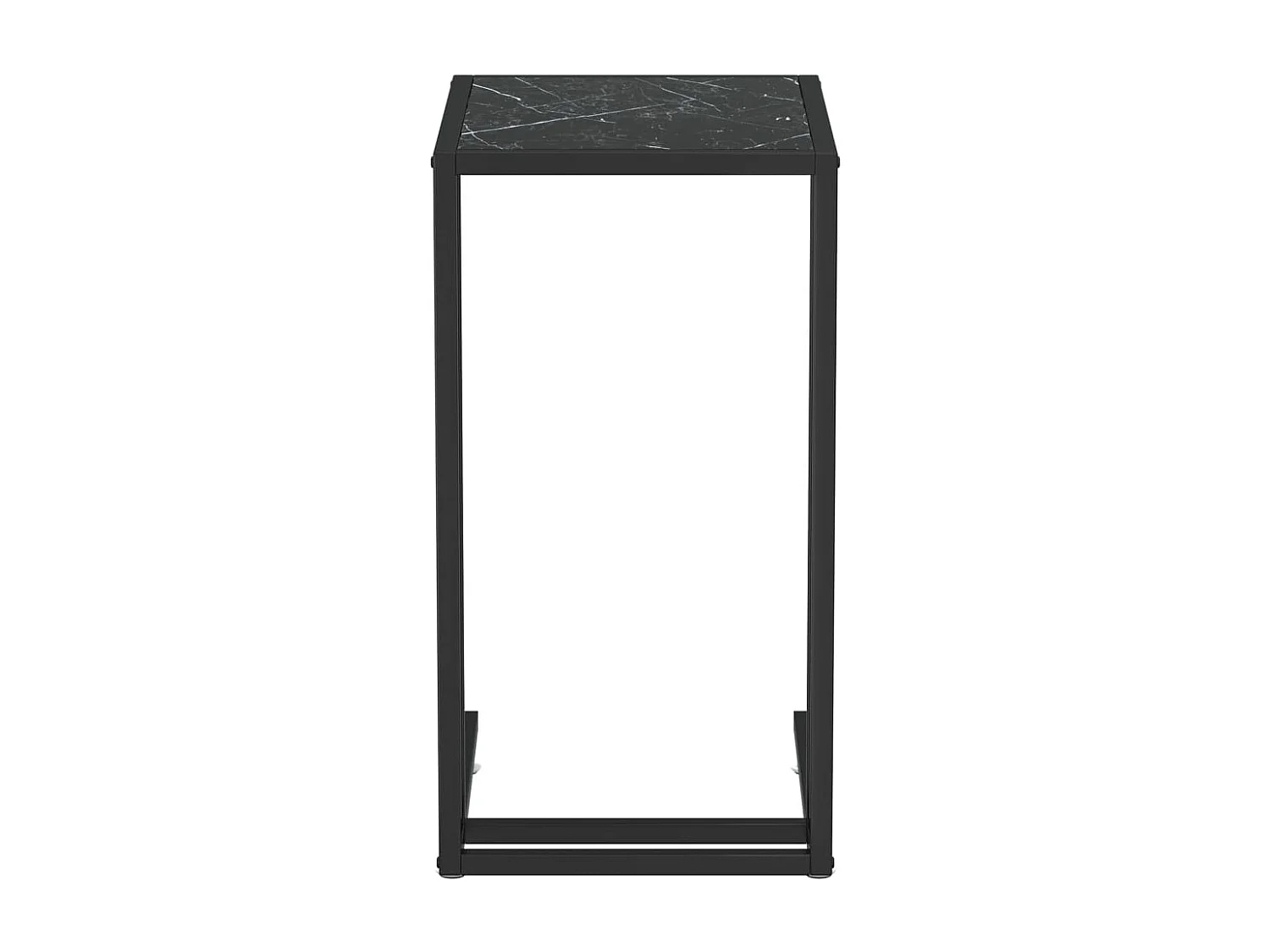 Zwarte marmeren computer bijzettafel 50x35x65 cm gehard glas