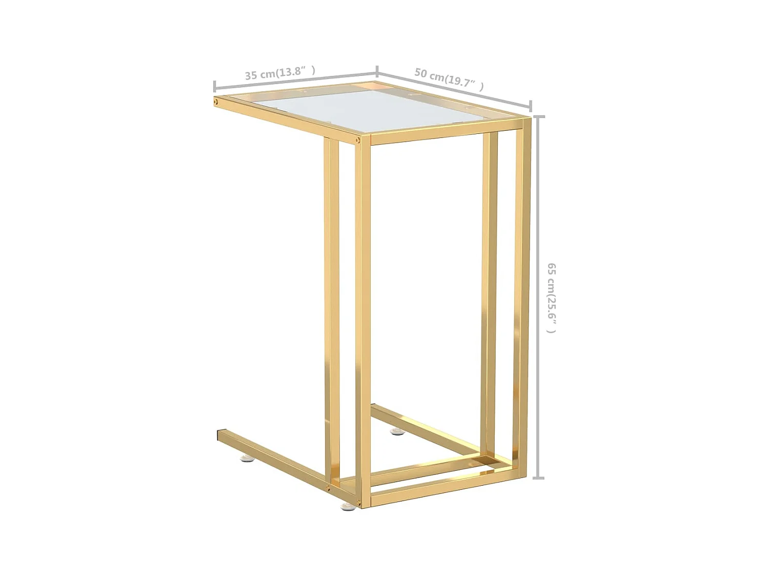 Computer bijzettafel Transparant 50x35x65 cm Gehard glas