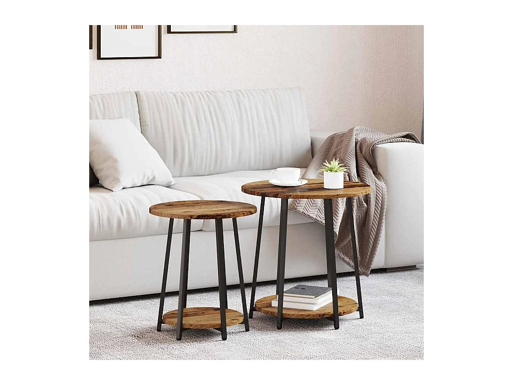 Ensemble de tables d'appoint 2 pcs Bois ancien et noir