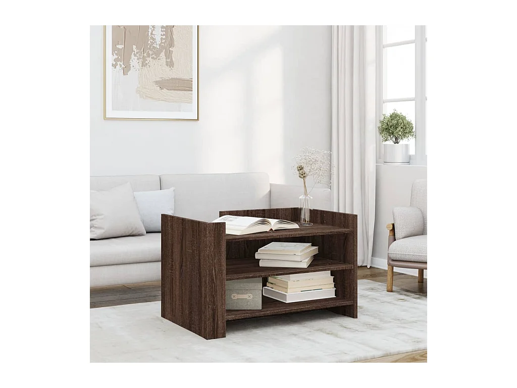 Mesa de centro roble marrón 80x50x50 cm Madera de ingeniería